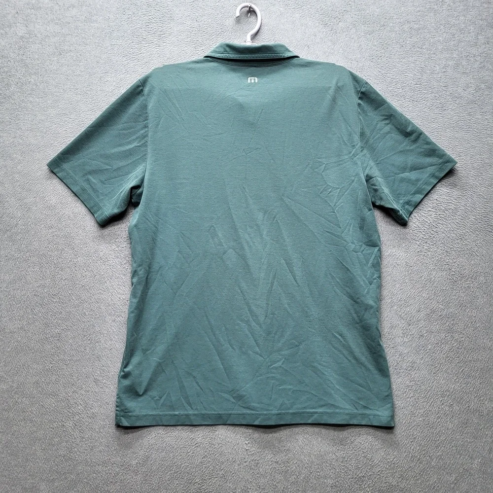 Travismathew Men Polo L Teal Brand‎ Signature Embroidery Striped Logo Button